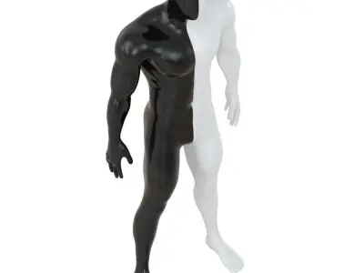 Male abstract mannequin white with black color 89 3D model