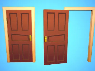 DOOR 5 CARTOON STYLIZED HOME HOUSE Low-poly 3D model