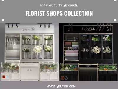 Florist Shops interior Collection Flower store refrigerator 3D model