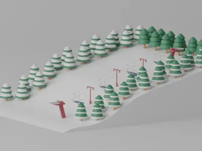 Ski Slope Lift Mountain Pack 3D model