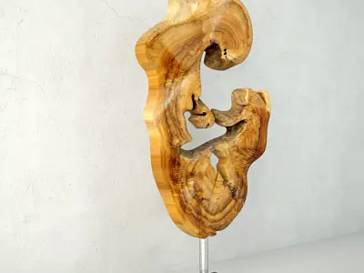 Teak Wood Table Top Decoration 3D model