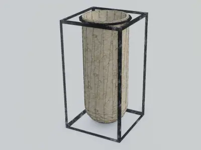 Vase Game Ready stone in metal frame Low-poly 3D model