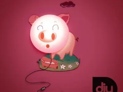 DIY Pig Decorative Light Lamp 3D model