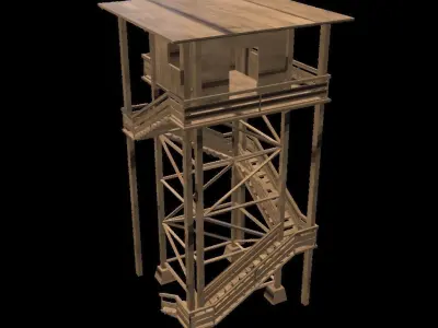 Tower wooden Low-poly 3D model