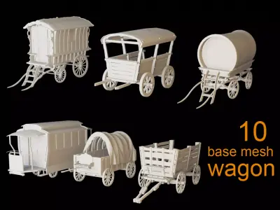 10 base mesh wagon 3D model