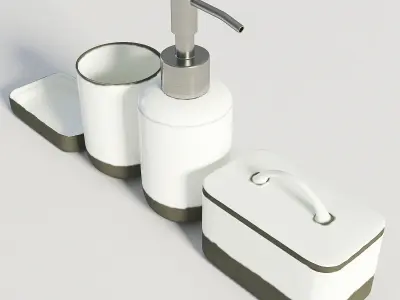 Bathroom Set White and Cement 3D model