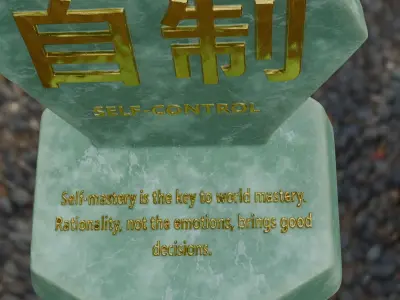 Hexagonal motivational message tablet about self-control 3D print model