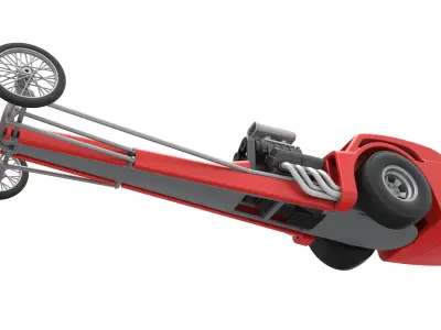 Front engine old school dragster with shell V8 Scale 1 to 25 3D print model