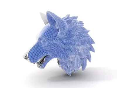 Silver Wolf Bust model pack Low-poly 3D model