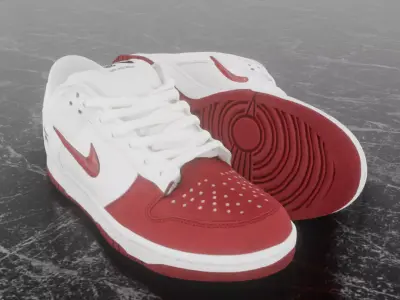 NIKE SB DUNK LOW SUPREME VARSITY RED Low-poly 3D model
