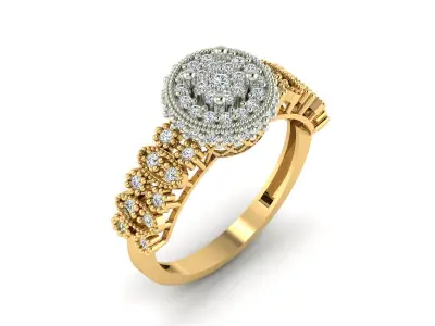 Collection of two piece and two color flower solitaire rings 3D print model