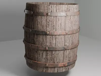 Realistic Wooden Barrel Low-poly 3D model buy