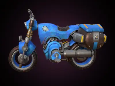 Stylized Solarpunk Motorcycle 3D model