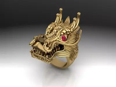 Dragon head ring 3D print model