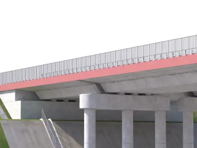 High detailed 4 lane bridge over the main road  3D model