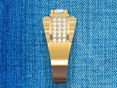 Men ring with diamonds 3D print model