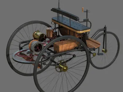 1886 Benz Patent Motorwagen Low-poly 3D model