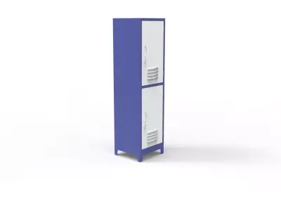 METAL CABINET-SINGLE LONG-TWO COVER-BLUE AND WHITE Low-poly 3D model