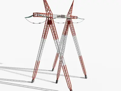 Electricity Pole 12 Low-poly 3D model