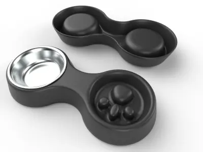 Pet Bowl M08 - with STL Low-poly 3D model