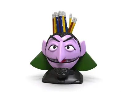 Count Von Count Sesame Street Pencil etc holder STL 3D print model