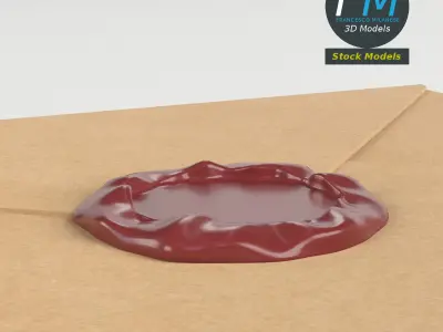 Closed envelope with sealing wax 3D model