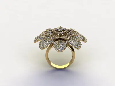 R123 women diamond ring 2021 with flower design 3D model