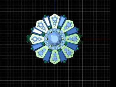 two pieces ring with round and baguette gemstone  3D print model