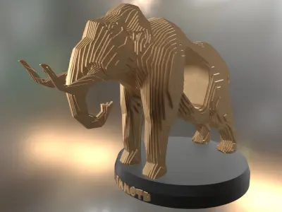 Parametric Wood Mammoth Low-poly 3D model