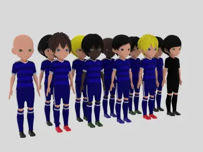 Blue Soccer - Football Team Low-poly 3D model