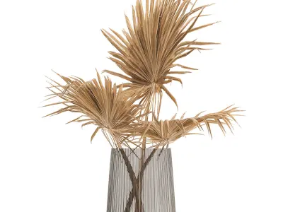 Floral bouquet of dry palm leaves in a vase 133 3D model