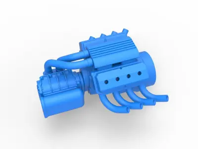 Engine V8 with Potvin Supercharger Scale 1 to 25 3D print model