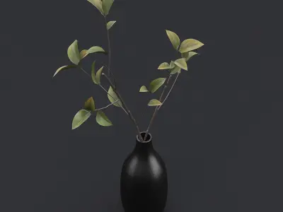 Tree Branch In Vase IV 3D model