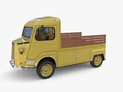 Generic 40s Van Pick Up with interior v2 3D model