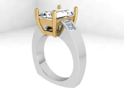 Emerald Diamond Euro Shank Ring 3670 3D print model