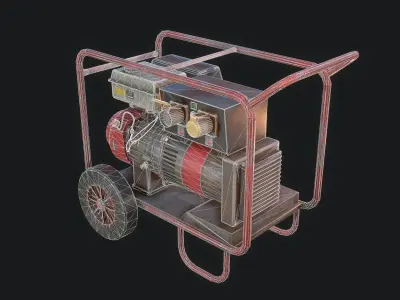 Generator on wheels Low-poly 3D model