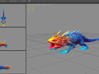 Cartoon Ice Chameleon Monster Low-poly 3D model