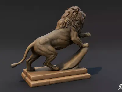 Lion Statue V10 Low-poly 3D model