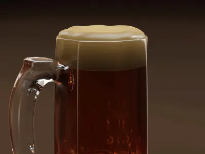 Glass Mug of Brown Ale 3D model