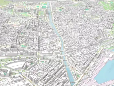 Cityscape Malaga Spain 3D model