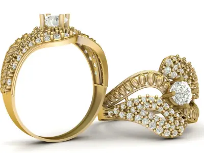 LUXURY ENGAGMENT DIMOND RING 3D PRINTABLE MODEL 3D print model