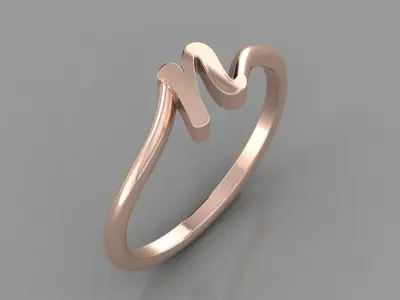 Alphabet Ring N 3D print model