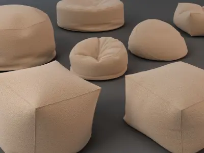Fabric Bean Bag Chairs 3D model