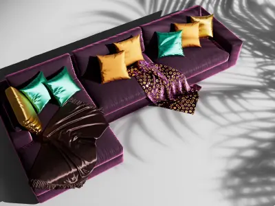 Modular Luxury Premium Velvet Sofa Set for Cinema 4d Low-poly 3D model