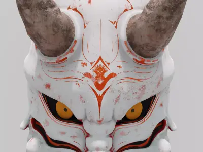 Japanese Oni mask  Free low-poly 3D model