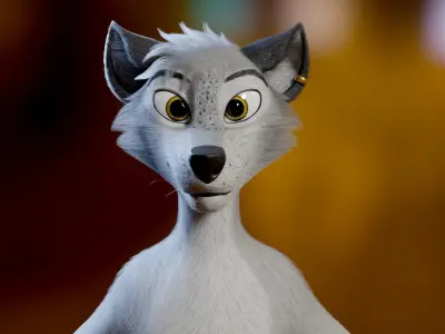 Koda Anthro Wolf Low-poly 3D model
