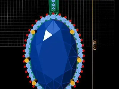 luxury oval shape locket set 3d printable model 3D print model