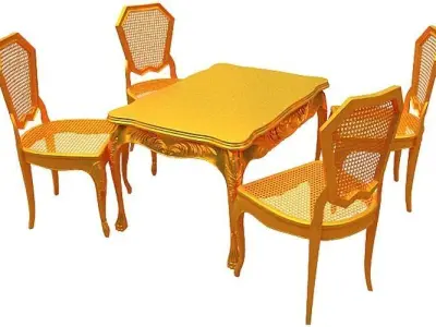 Classical Dining set Low-poly 3D model