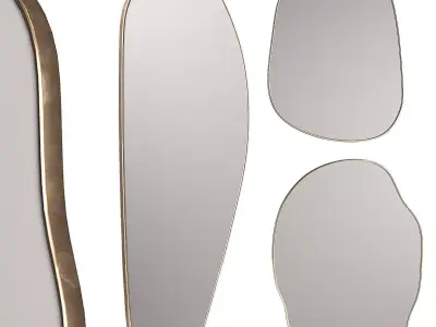 Rose Brassy Silva mirrors by Ethnikliving Wavy mirror set 3D model