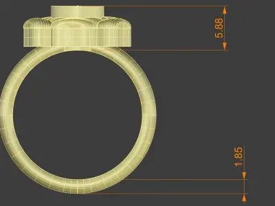 Ladies Bezel Set Flower Ring Diamond Gold Silver Womens Jewelry 3D print model